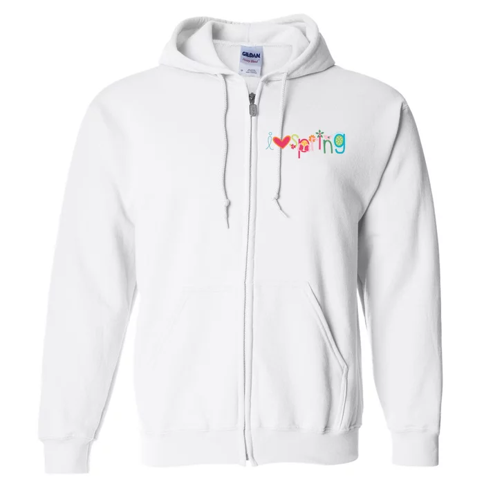 I Love Spring Colorful Full Zip Hoodie