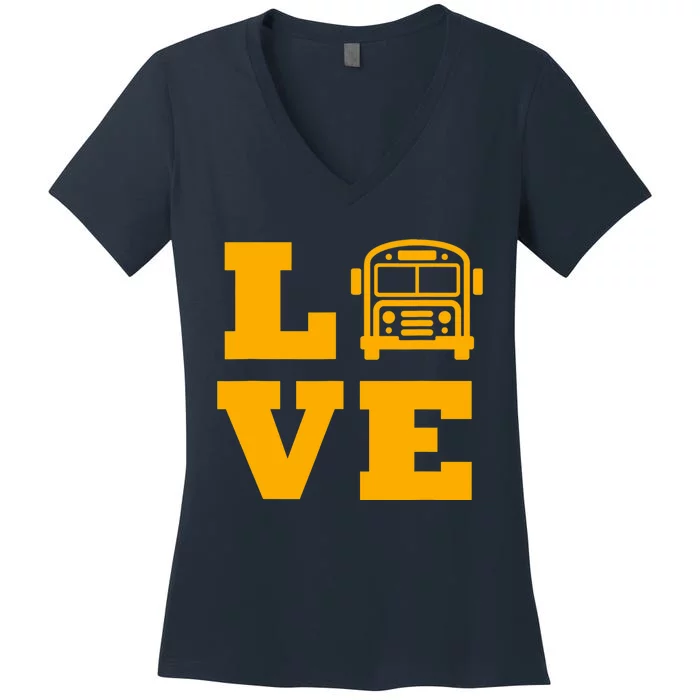 I Love School Buses, School Bus Lovers Women's V-Neck T-Shirt