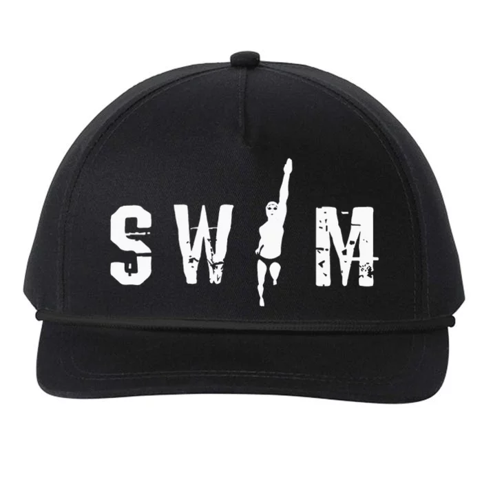 I Love Swimming Coach Proud Swimmer Swim Life Training Coach Snapback Five-Panel Rope Hat