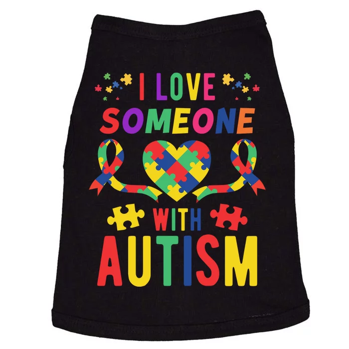 I Love Someone With Autism Ribbon Heart Doggie Tank