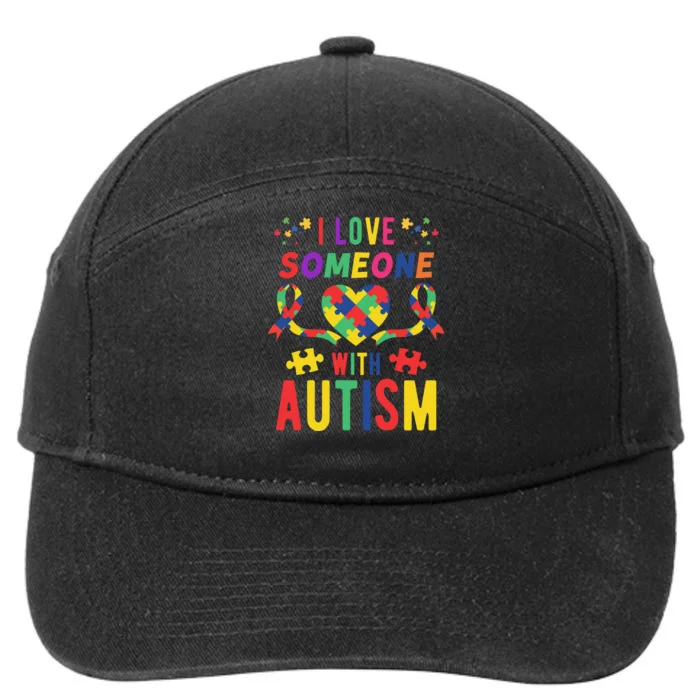 I Love Someone With Autism Ribbon Heart 7-Panel Snapback Hat