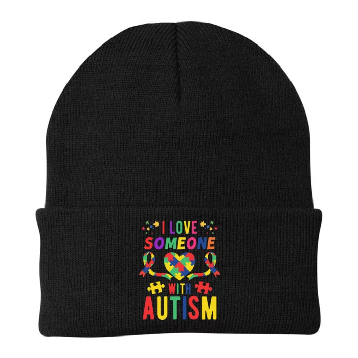 I Love Someone With Autism Ribbon Heart Knit Cap Winter Beanie