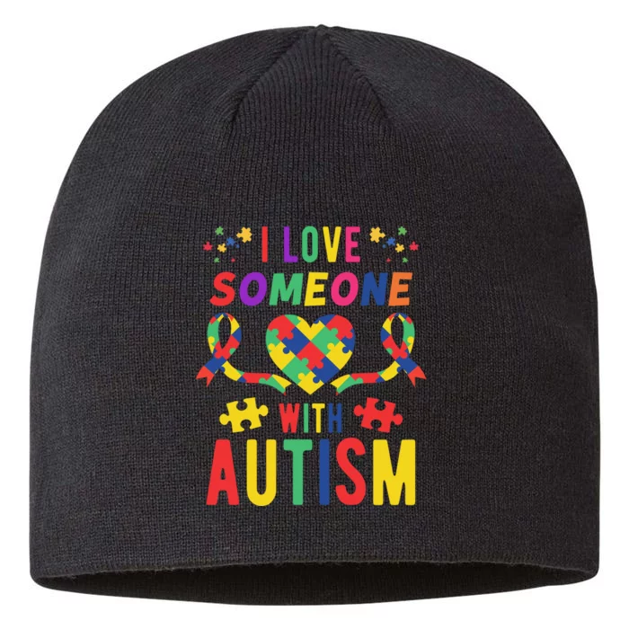 I Love Someone With Autism Ribbon Heart 8 1/2in Sustainable Knit Beanie