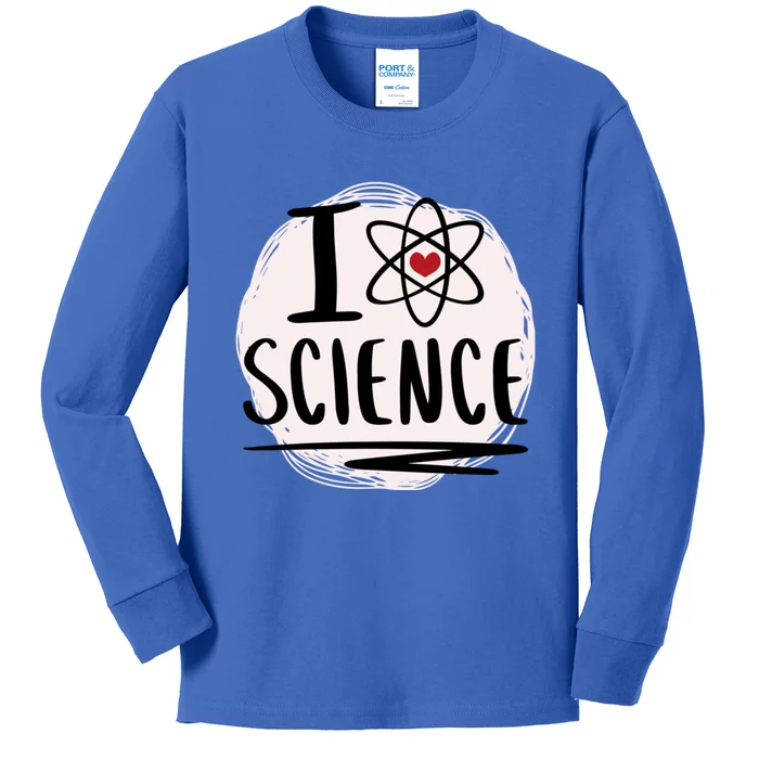 I Love Science L Cool Scientist Theme Graphic Meaningful Gift Kids Long Sleeve Shirt