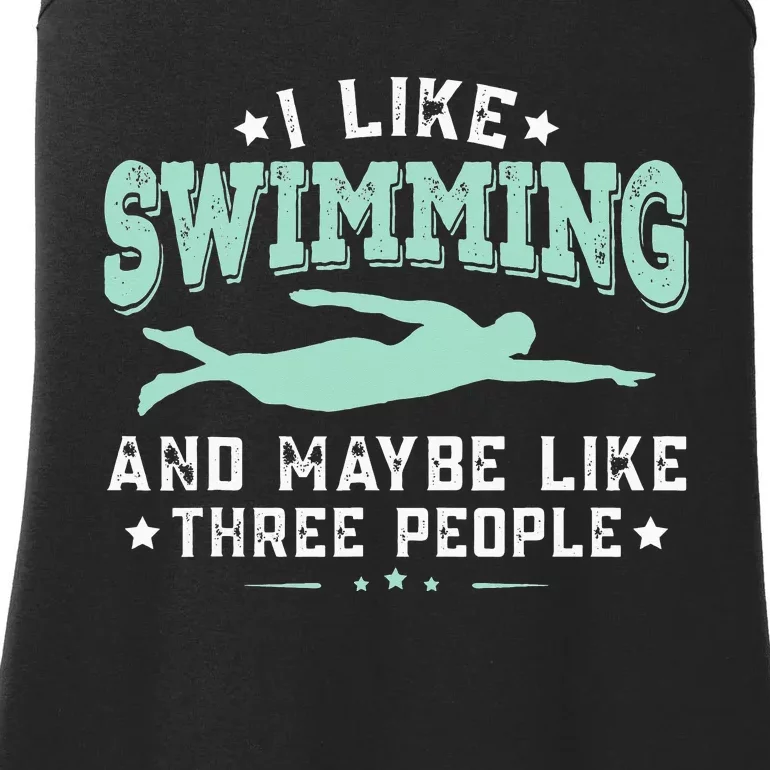 I Like Swimming Humor Quotes Sayings Swimmer Ladies Essential Tank