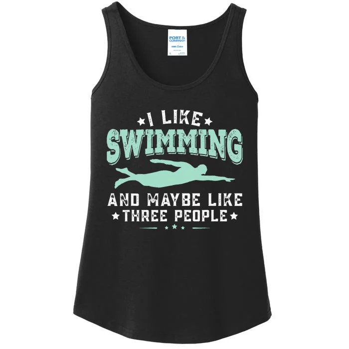 I Like Swimming Humor Quotes Sayings Swimmer Ladies Essential Tank