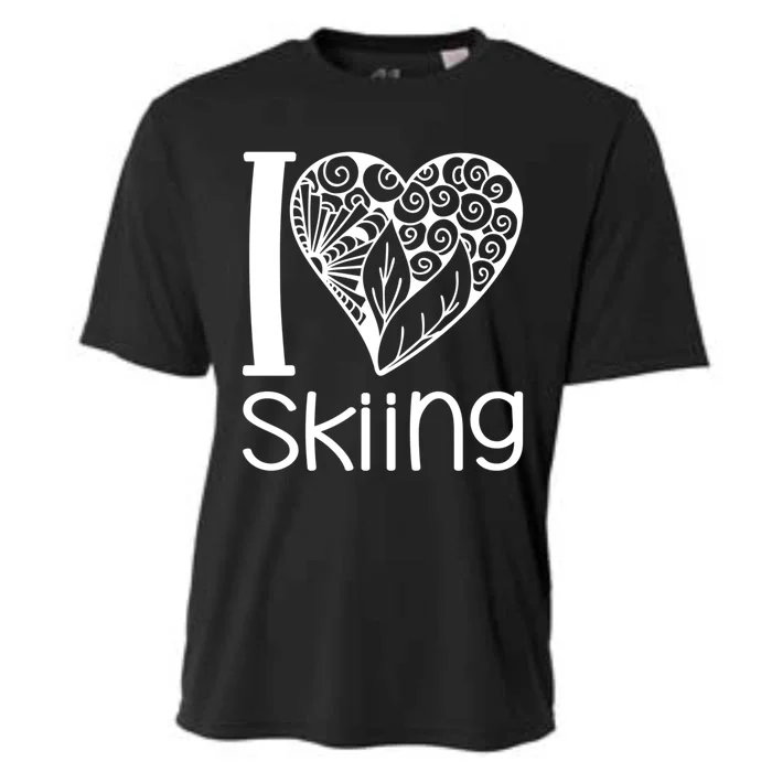 I Love Skiing For Ski Lovers Gift Cooling Performance Crew T-Shirt