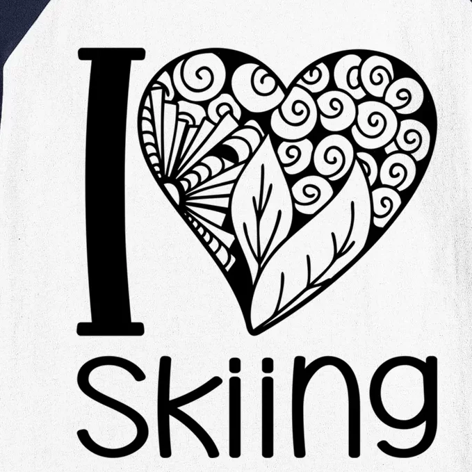 I Love Skiing For Ski Lovers Gift Baseball Sleeve Shirt