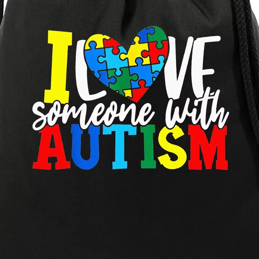 I Love Someone With Autism Awareness month Drawstring Bag