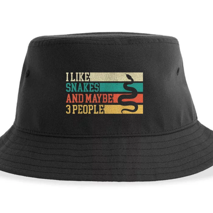 I Like Snakes And Maybe 3 People: Snake And Reptile Lovers Sustainable Bucket Hat