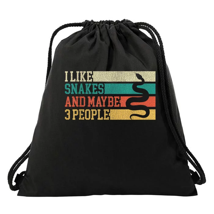 I Like Snakes And Maybe 3 People: Snake And Reptile Lovers Drawstring Bag