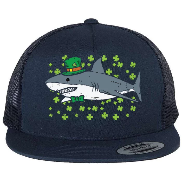 Irish Leprechaun Shark Shamrock St Patricks Day Animal Gift Flat Bill Trucker Hat