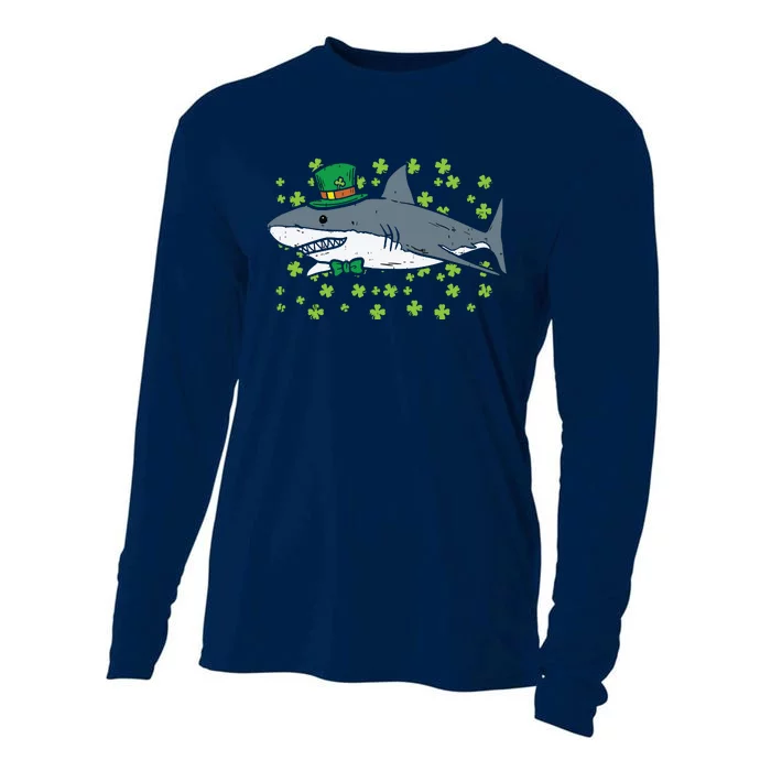 Irish Leprechaun Shark Shamrock St Patricks Day Animal Gift Cooling Performance Long Sleeve Crew