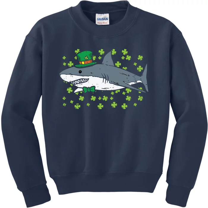 Irish Leprechaun Shark Shamrock St Patricks Day Animal Gift Kids Sweatshirt