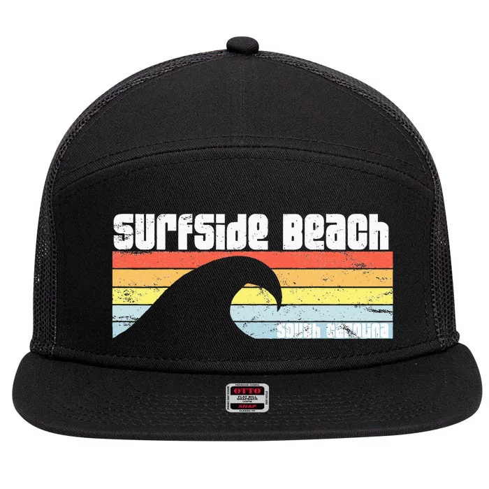 I Love Surfside Beach South Carolina Atlantic Ocean Wave Sc 7 Panel Mesh Trucker Snapback Hat