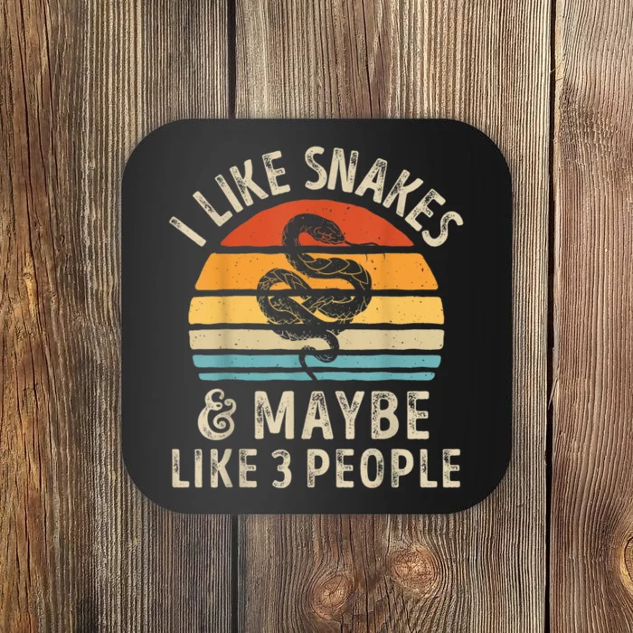 I Like Snakes And Maybe 3 People Snake Reptile Lover Retro Coaster