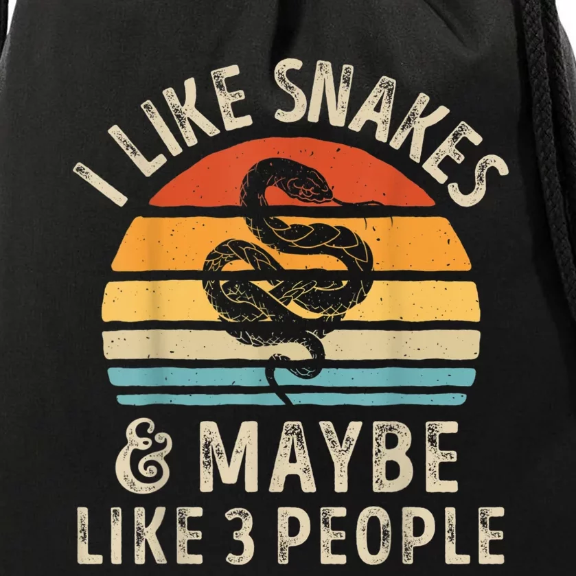 I Like Snakes And Maybe 3 People Snake Reptile Lover Retro Drawstring Bag