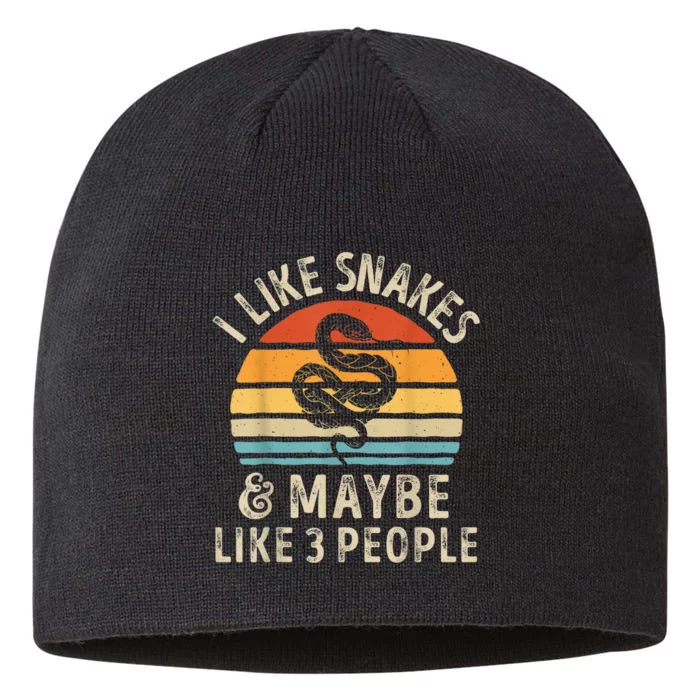 I Like Snakes And Maybe 3 People Snake Reptile Lover Retro 8 1/2in Sustainable Knit Beanie