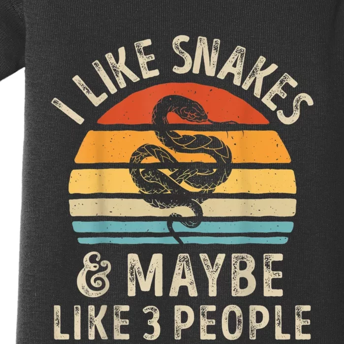 I Like Snakes And Maybe 3 People Snake Reptile Lover Retro Baby Bodysuit