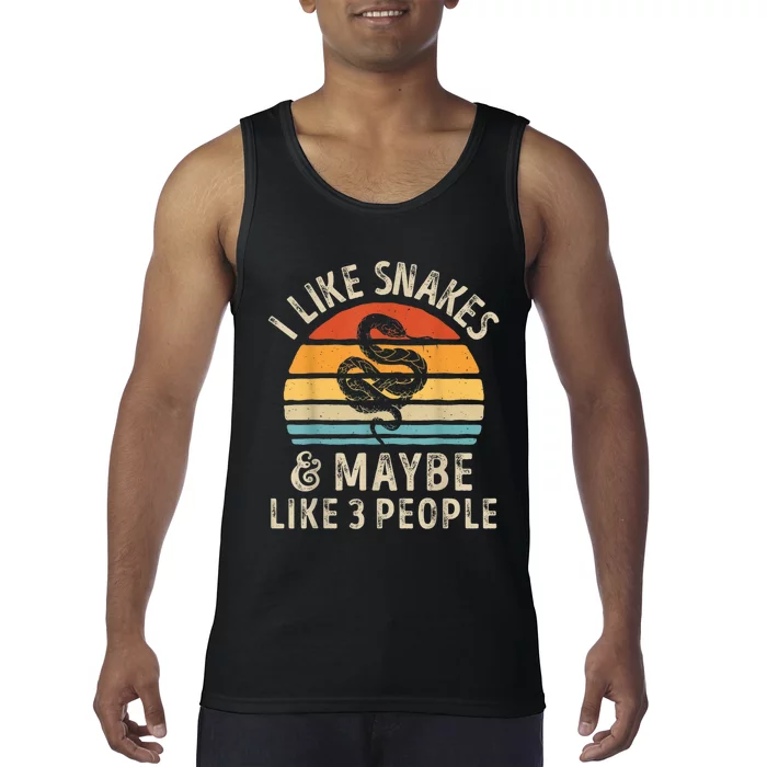 I Like Snakes And Maybe 3 People Snake Reptile Lover Retro Tank Top