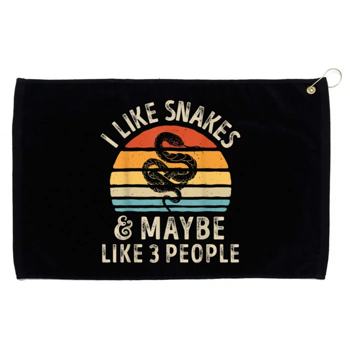 I Like Snakes And Maybe 3 People Snake Reptile Lover Retro Grommeted Golf Towel