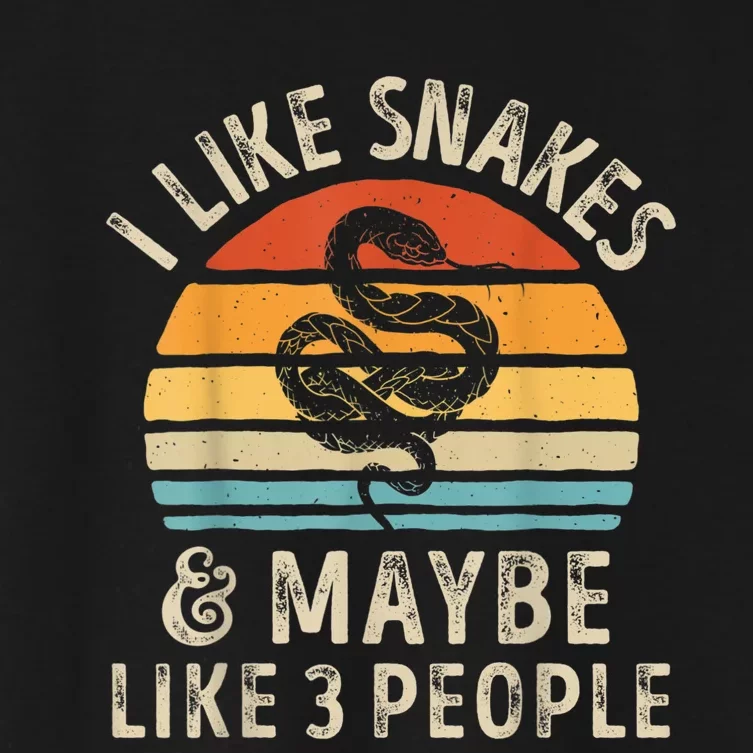 I Like Snakes And Maybe 3 People Snake Reptile Lover Retro Women's Crop Top Tee