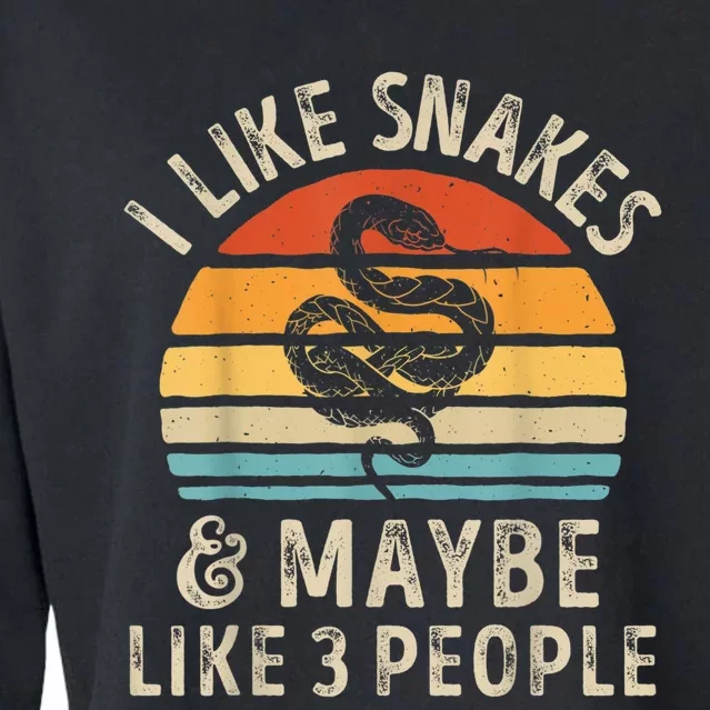 I Like Snakes And Maybe 3 People Snake Reptile Lover Retro Cropped Pullover Crew