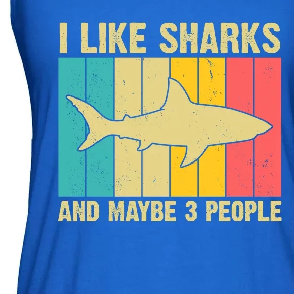 I Like Sharks And Maybe 3 People Funny Shark Lover Ladies Essential Flowy Tank