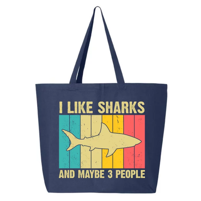 I Like Sharks And Maybe 3 People Funny Shark Lover 25L Jumbo Tote