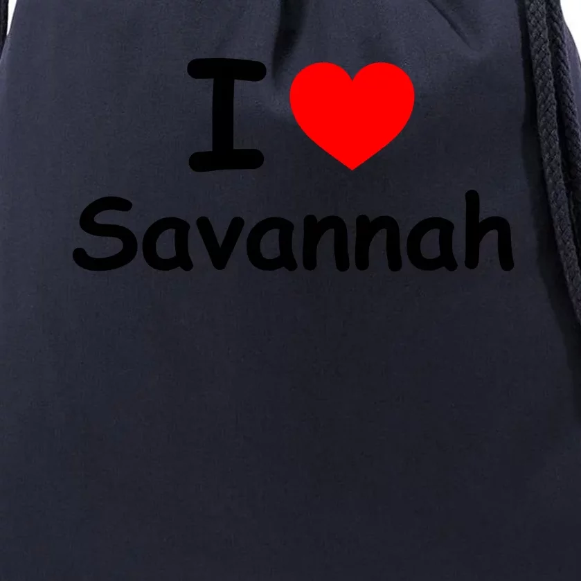 I Love Savannah Drawstring Bag