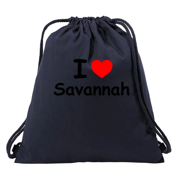 I Love Savannah Drawstring Bag