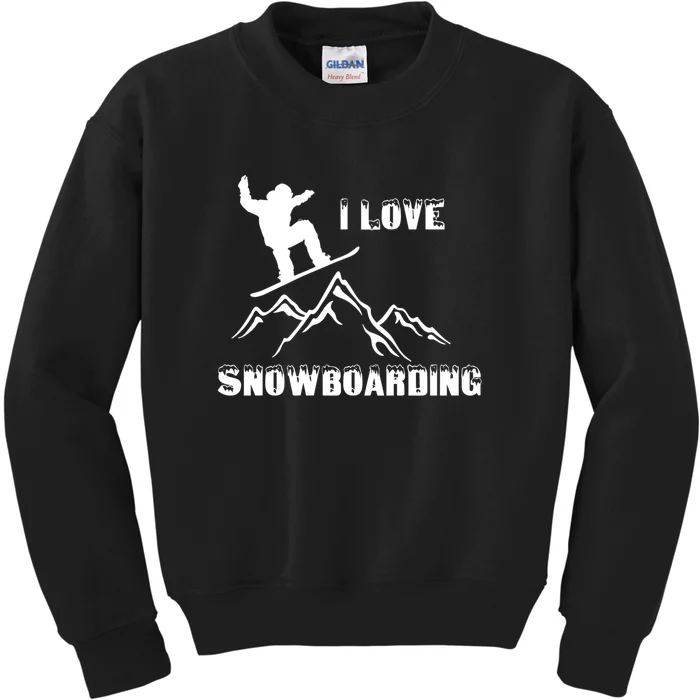 I Love Snowboarding Gift Funny Skiing Kids Sweatshirt