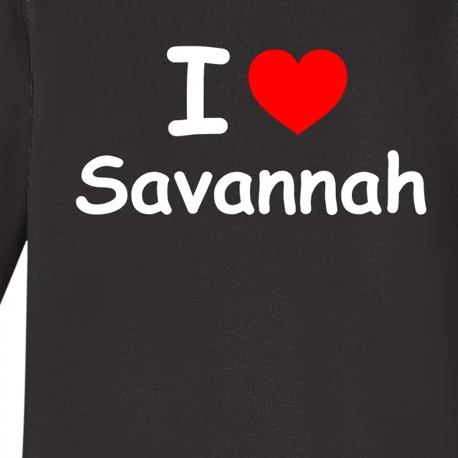 I Love Savannah Red Heart Valentines Day Savannah Name Gift For Savannah Lover. Baby Long Sleeve Bodysuit