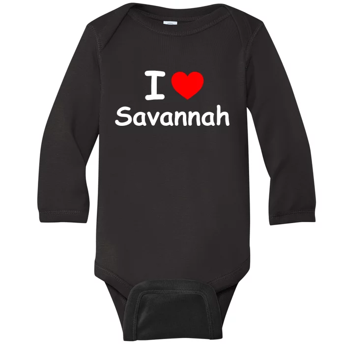 I Love Savannah Red Heart Valentines Day Savannah Name Gift For Savannah Lover. Baby Long Sleeve Bodysuit