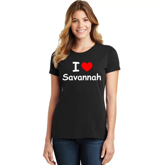 I Love Savannah Red Heart Valentines Day Savannah Name Gift For Savannah Lover. Women's T-Shirt