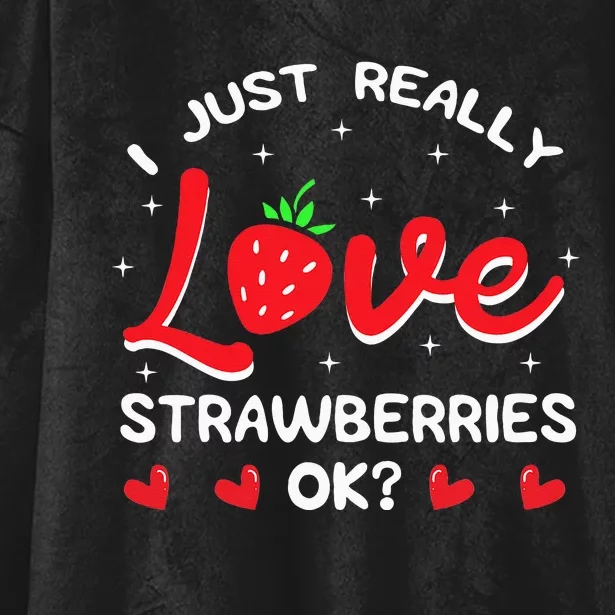 I Love Strawberries Fruit Lover Strawberry Fruitarian Berry Hooded Wearable Blanket