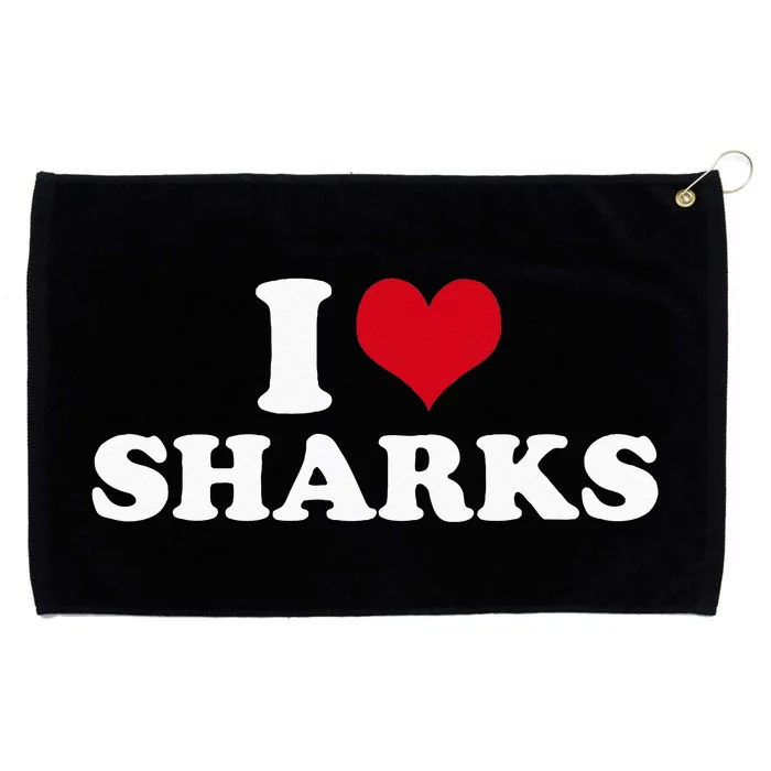 I Love Sharks Grommeted Golf Towel