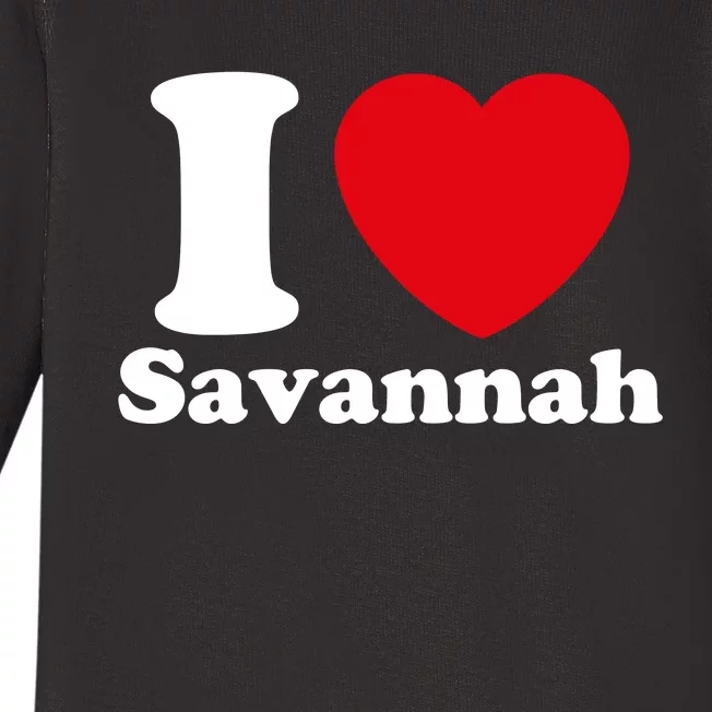 I Love Savannah. I Heart Savannah. Red Heart Valentines Day Savannah Name Gift Baby Long Sleeve Bodysuit