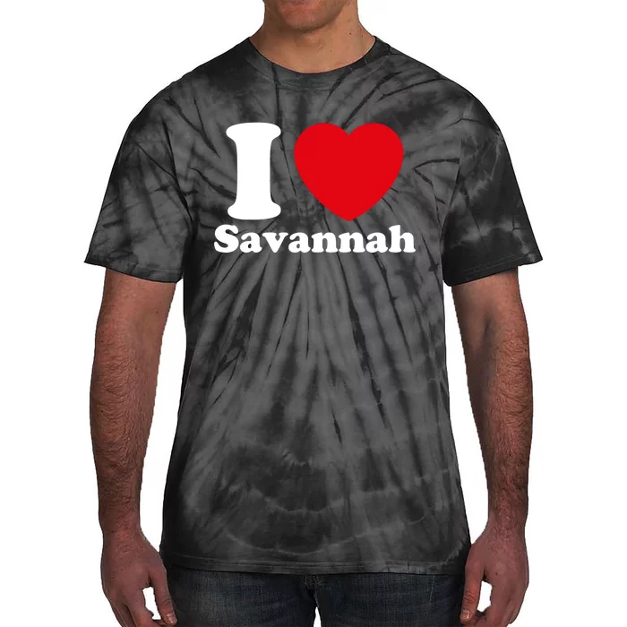 I Love Savannah. I Heart Savannah. Red Heart Valentines Day Savannah Name Gift Tie-Dye T-Shirt