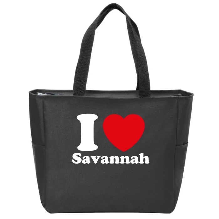 I Love Savannah. I Heart Savannah. Red Heart Valentines Day Savannah Name Gift Zip Tote Bag