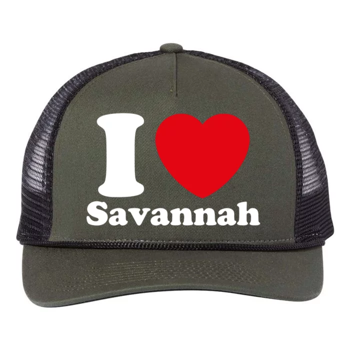 I Love Savannah. I Heart Savannah. Red Heart Valentines Day Savannah Name Gift Retro Rope Trucker Hat Cap