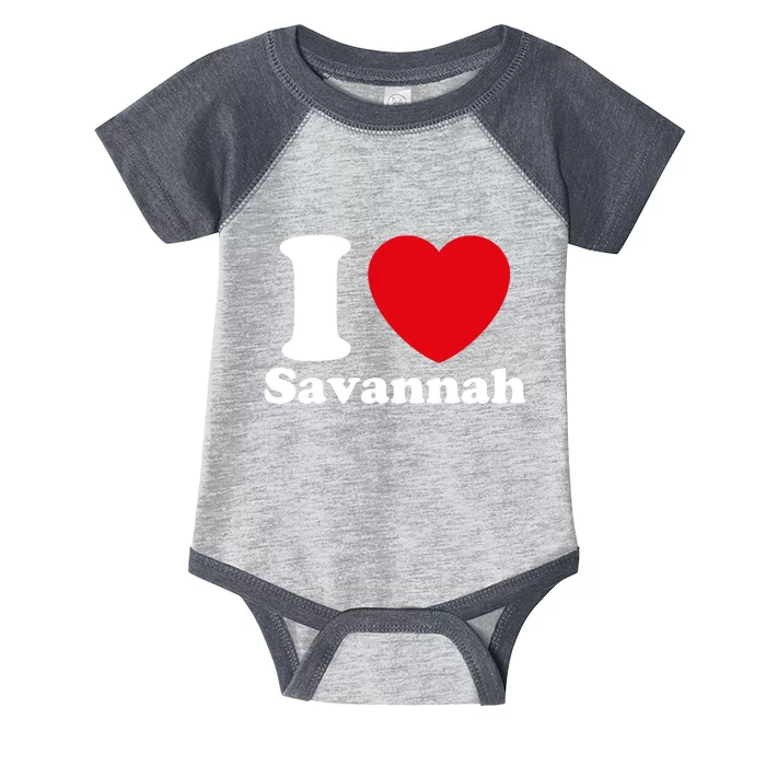 I Love Savannah. I Heart Savannah. Red Heart Valentines Day Savannah Name Gift Infant Baby Jersey Bodysuit