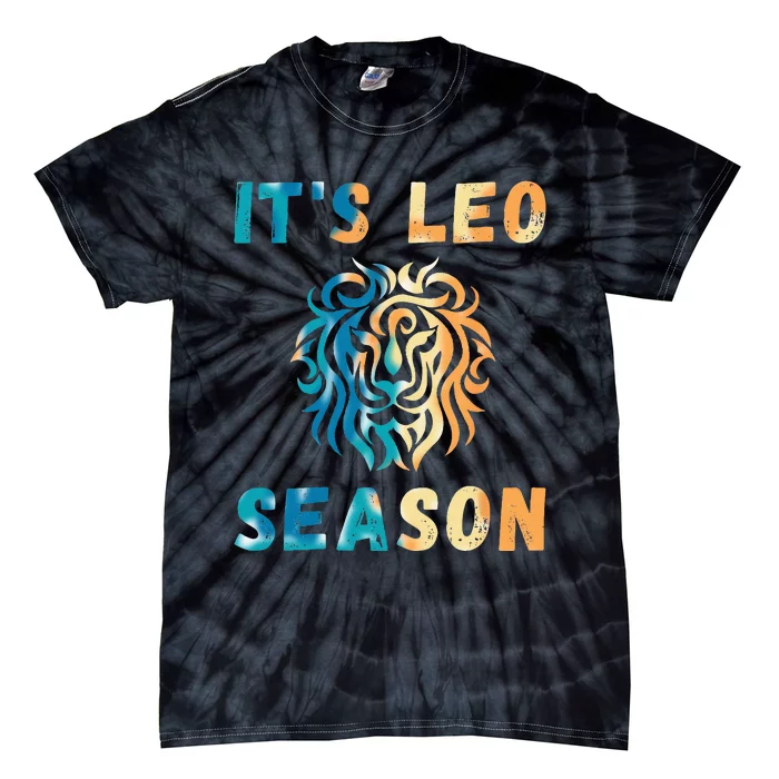 Its Leo Season Celtic Design Retro Colors Lion Zodiac Tie-Dye T-Shirt