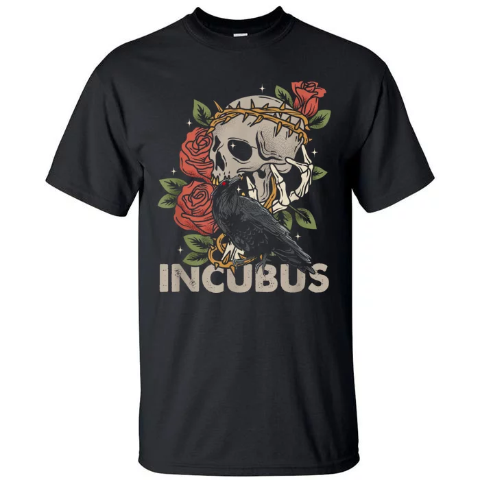 IncubusCrow Left Skull Morning And Flower Halloween Graphic Tall T-Shirt