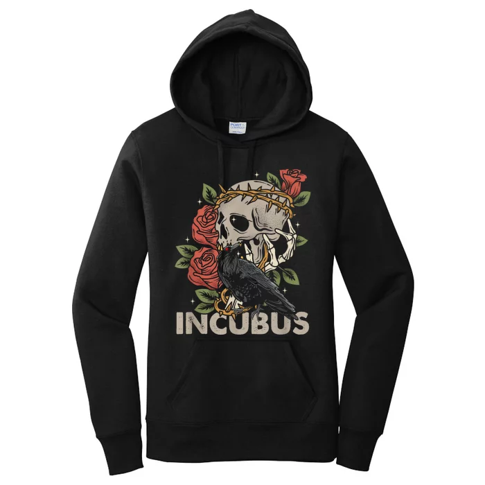 IncubusCrow Left Skull Morning And Flower Halloween Graphic Women's Pullover Hoodie