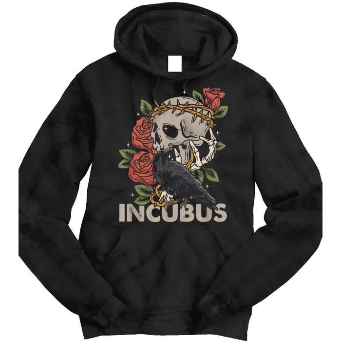 IncubusCrow Left Skull Morning And Flower Halloween Graphic Tie Dye Hoodie