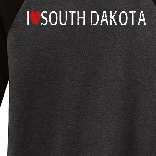 I Love South Dakota Women's Tri-Blend 3/4-Sleeve Raglan Shirt