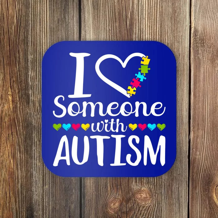 I Love Someone With Autism Heart Puzzle Piece Gift Coaster