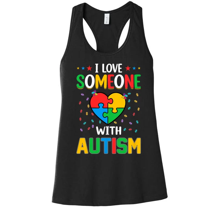 I Love Someone With Autism Awareness Women's Racerback Tank