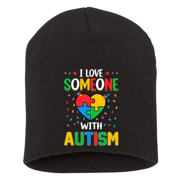 I Love Someone With Autism Awareness Short Acrylic Beanie